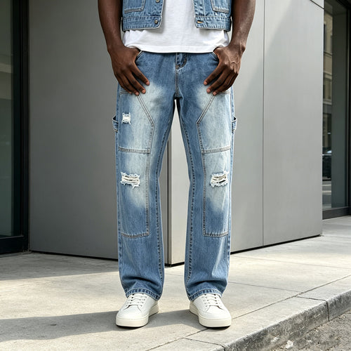 Herren Lässige Cargo-Jeans mit Riss-Details Shop Nory