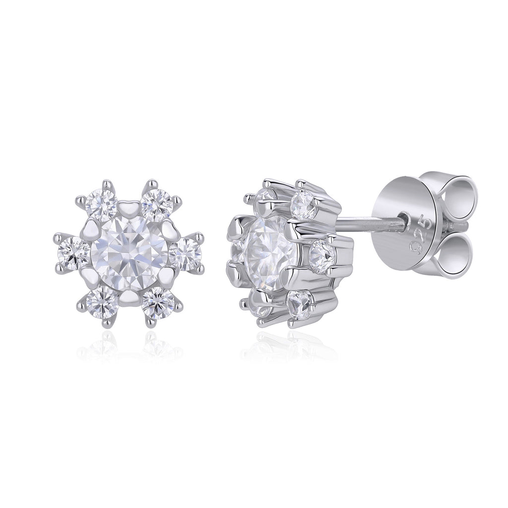 Damen Ohrstecker mit funkelndem Moissanit und 925 Sterlingsilber Shop Nory