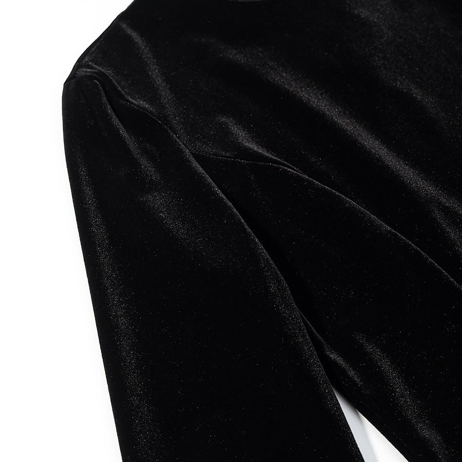 Damen Samtbluse mit Spitzen-Insert und asymmetrischem Spitzensaum Shop Nory