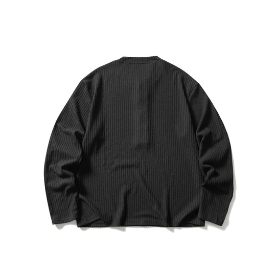 Unisex Gerippter Henley-Pullover mit Rundhals und durchgehender Knopfleiste Shop Nory