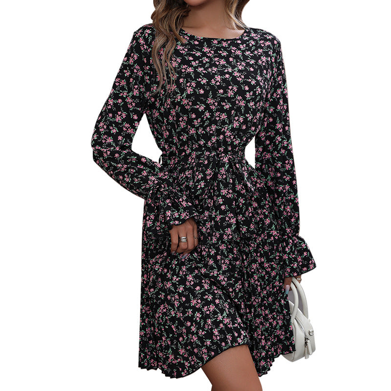 Damen Midikleid mit plissiertem Rock, Tunnelzug-Taille und Volantmanschetten Shop Nory
