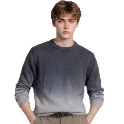 Herren Feinstrick-Pullover mit Dip-Dye-Effekt und Rundhalsausschnitt Shop Nory