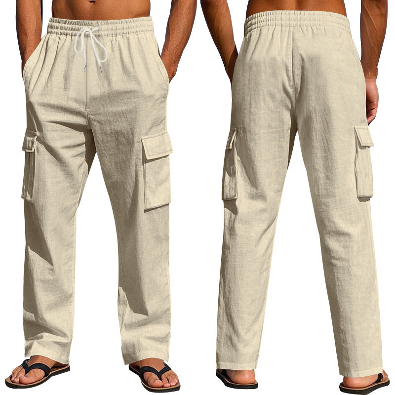 Herren nan lockere Cargo-Freizeithose mit elastischem Tunnelzugbund und mehreren Taschen Shop Nory