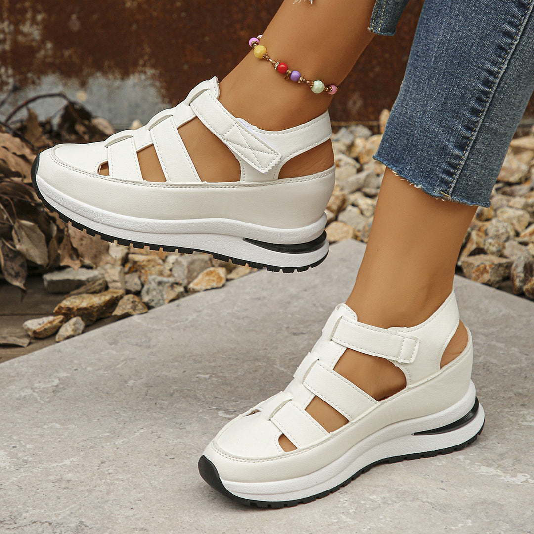Damen Geschlossene Plateau-Sport-Sandalen mit geflochtenen Riemen und Klettverschluss Shop Nory