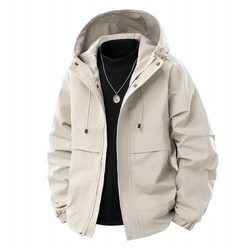 Herren Minimalistischer Tech-Softshell-Parka mit Kapuze, verdecktem Reißverschluss und Cargo-Brusttaschen Shop Nory