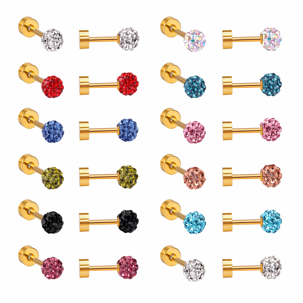 Damen Ohrstecker mit bunten Kristallen und goldplattierten Elementen Shop Nory