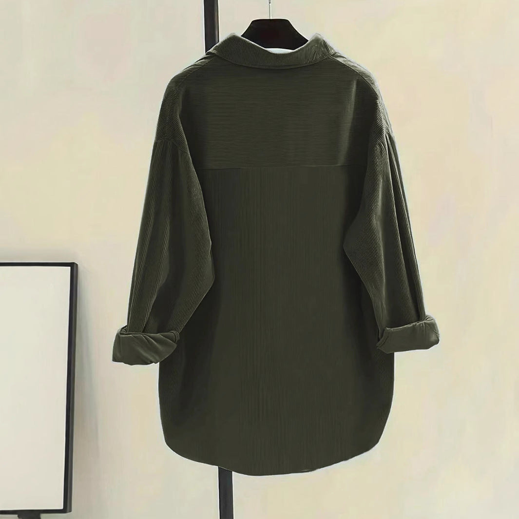 Damen Oversize-Cordhemd mit Brusttaschen & abgerundetem Saum Shop Nory