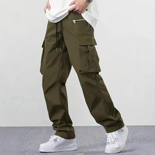 Herren Weite technische Cargohose mit großen Klapp- und Reißverschlusstaschen und Kordelzugbund Shop Nory