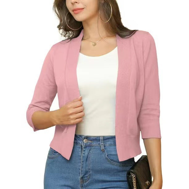 Damen nan offener Kurzcardigan mit dreiviertelärmeln und elastischem Saum Shop Nory