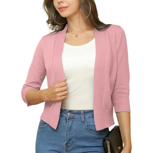 Damen nan offener Kurzcardigan mit dreiviertelärmeln und elastischem Saum Shop Nory