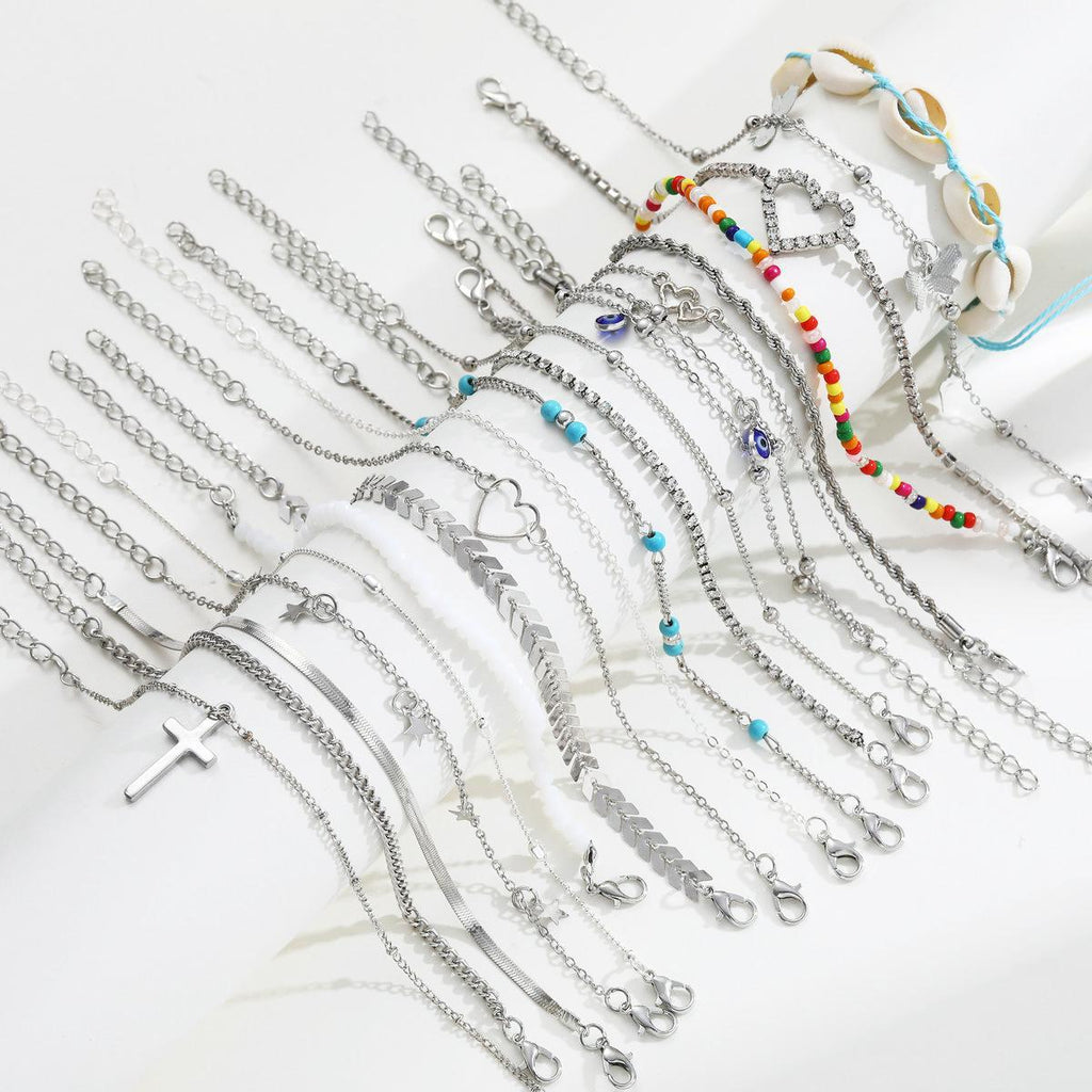 Damen Fußkettchen-Set mit eleganten Anhängern und kreativen Designs Shop Nory