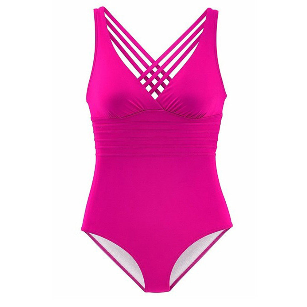 Damen funktioneller Schwimmanzug mit trendigen Kreuzträgern und Komfortbund Shopnory