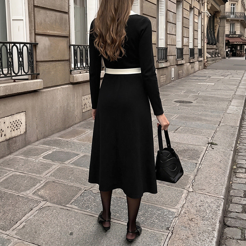 Damen Elegantes Langarmkleid mit Taillengürtel Shop Nory
