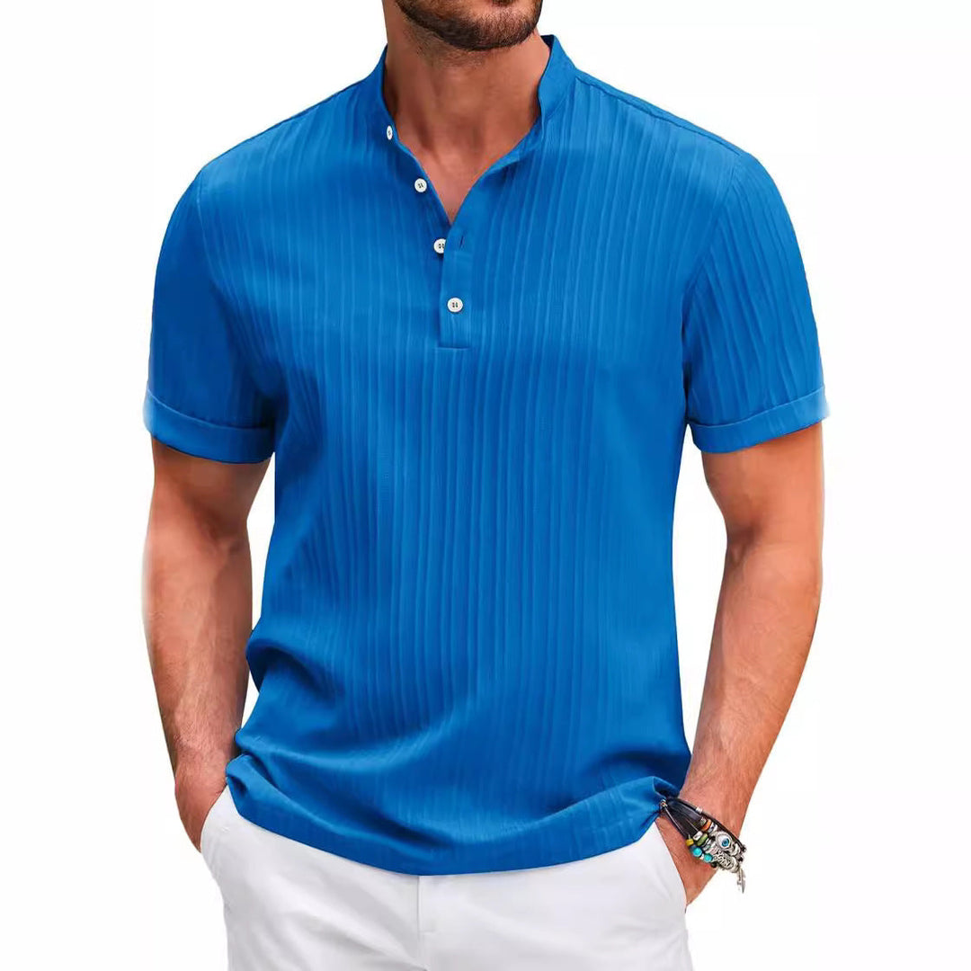 Herren Kurzarm Henley-T-Shirt mit strukturiertem Design