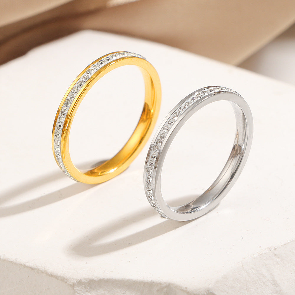 Frauen Kristall-Verzierte Gold Band Ring Shop Nory