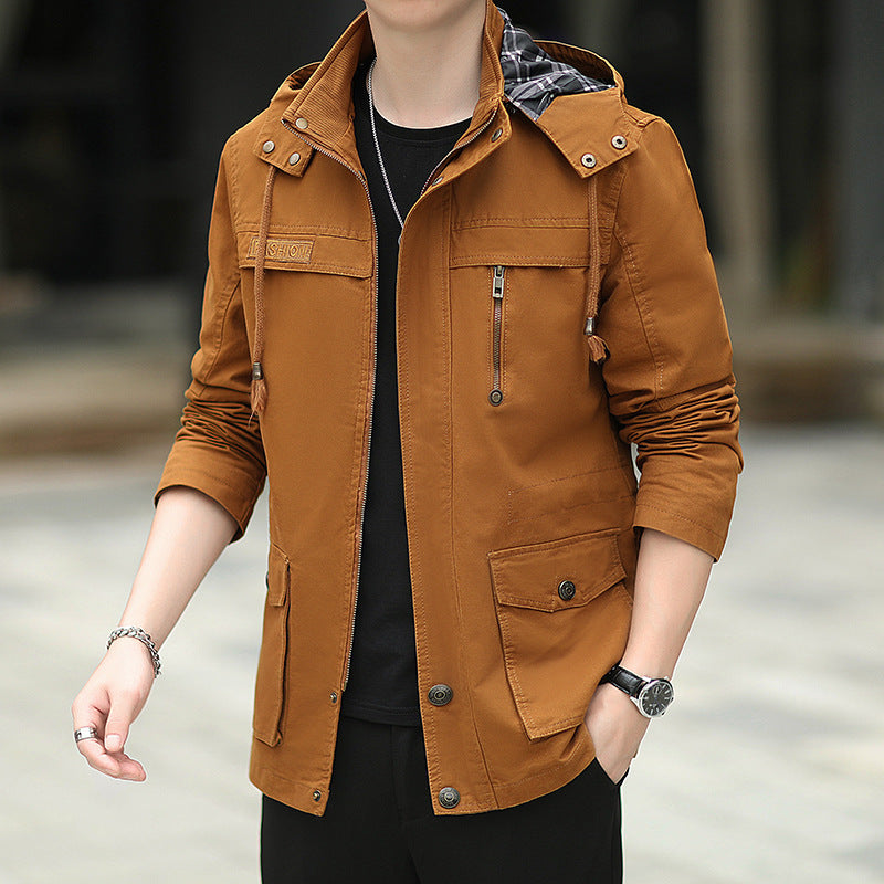 Herren leichter Canvas-Parka im Field-Style mit Kapuze und Multifunktions-Taschen Shop Nory