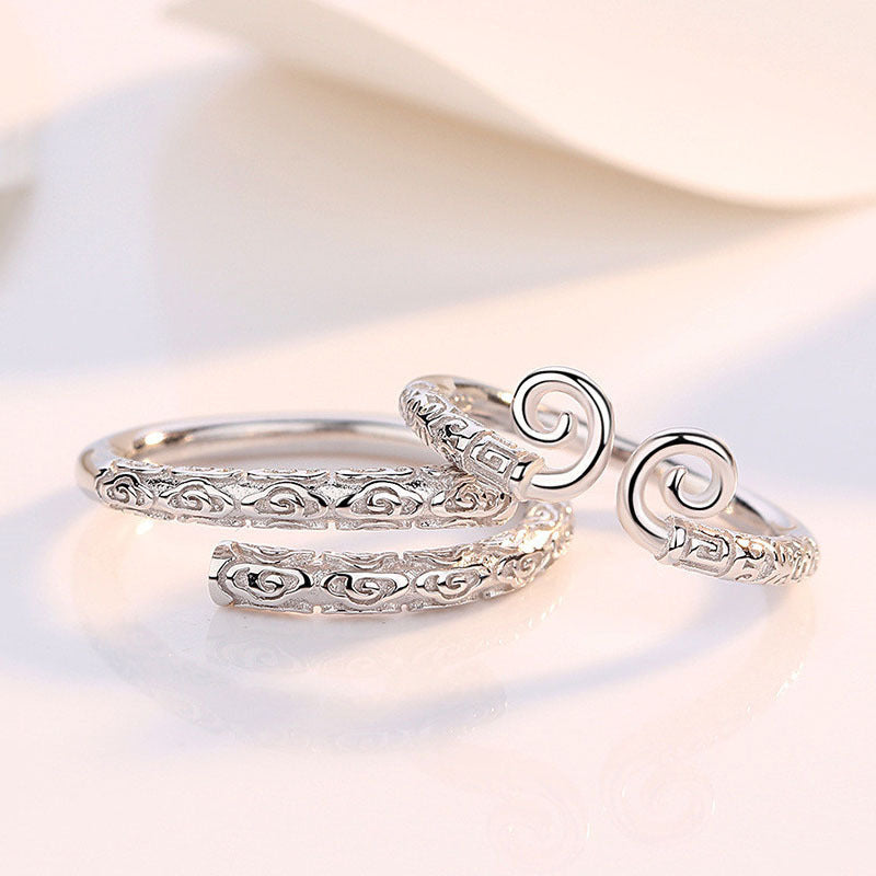 Damen Offener Ring mit kunstvollem Spiral- und Reliefdesign Shop Nory