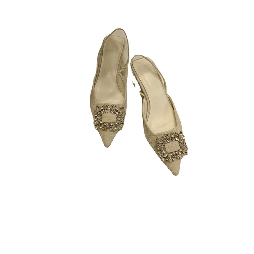 Damen Slingback-Pumps mit glänzenden Zierstein-Applikationen Shopnory