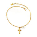 Damen Armband mit Kreuz-Anhänger und Perlenakzent Shop Nory