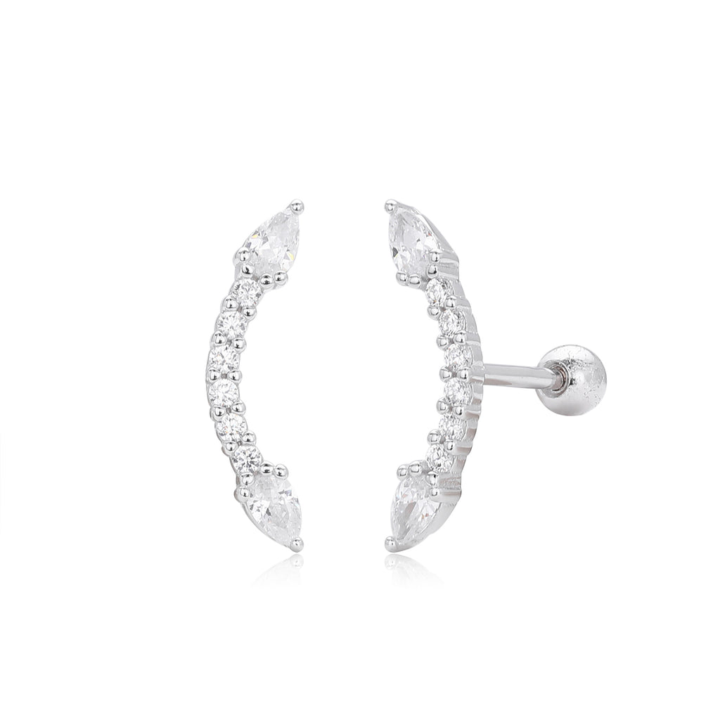 Damen Ohrstecker mit funkelnden Zirkonstein-Elementen aus 925 Sterling Silber Shop Nory