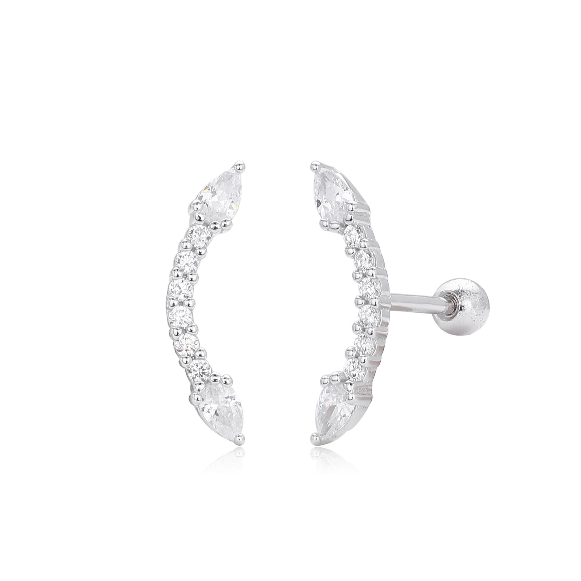 Damen Ohrstecker mit funkelnden Zirkonstein-Elementen aus 925 Sterling Silber Shop Nory