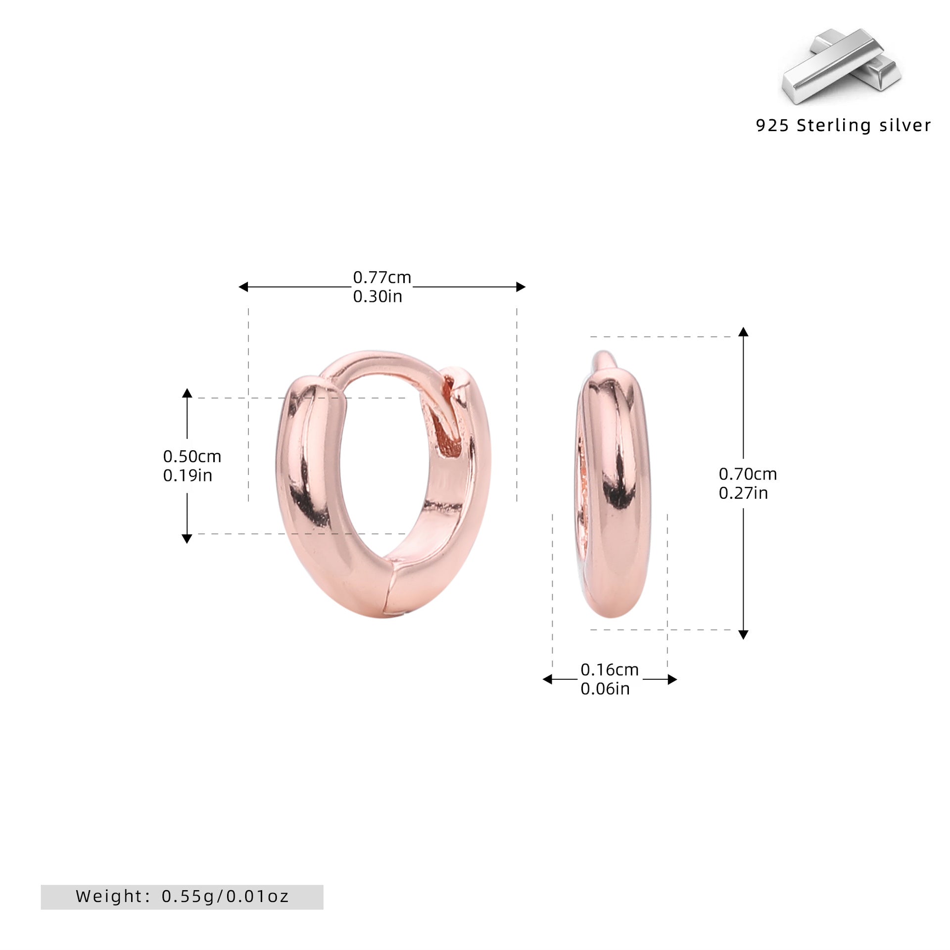 Damen Ohrcreolen mit modernem, minimalistischem Design aus hochwertigem 925 Sterling Silber Shop Nory