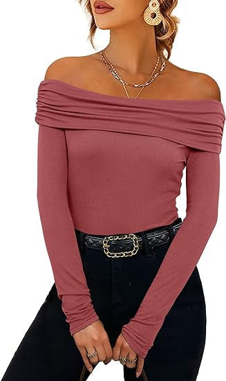 Damen Figurbetontes Schulterfreies Langarm Feinstrickshirt mit Carmenausschnitt Shop Nory