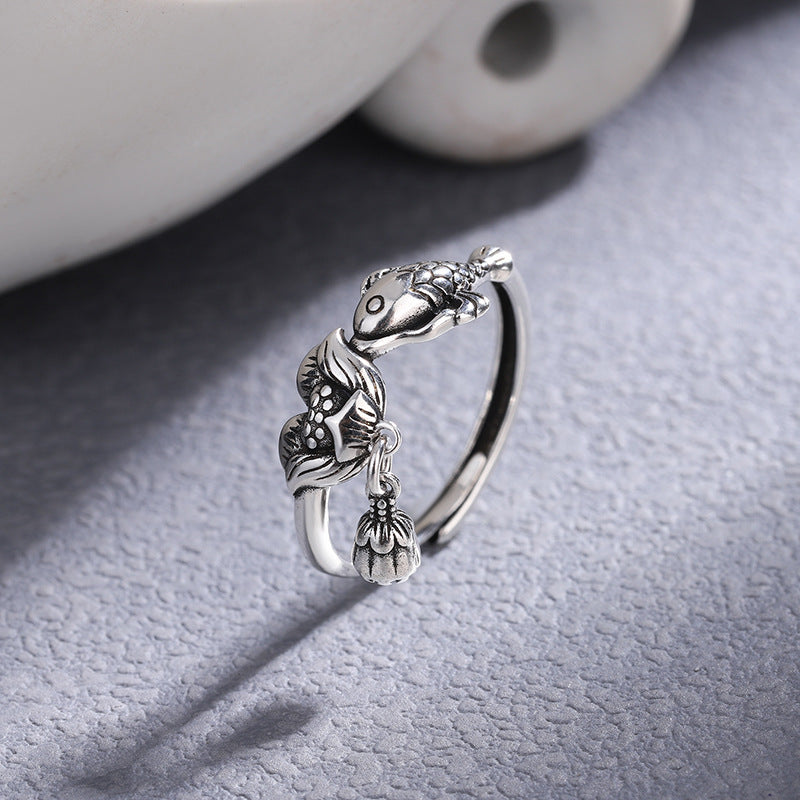 Damen filigraner Ring mit kunstvollem Fisch-Design Shop Nory