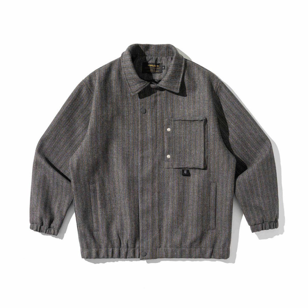 Unisex Strukturierter Overshirt‑Blouson aus gewobener Wollmischung mit Druckknopf‑Front Shop Nory
