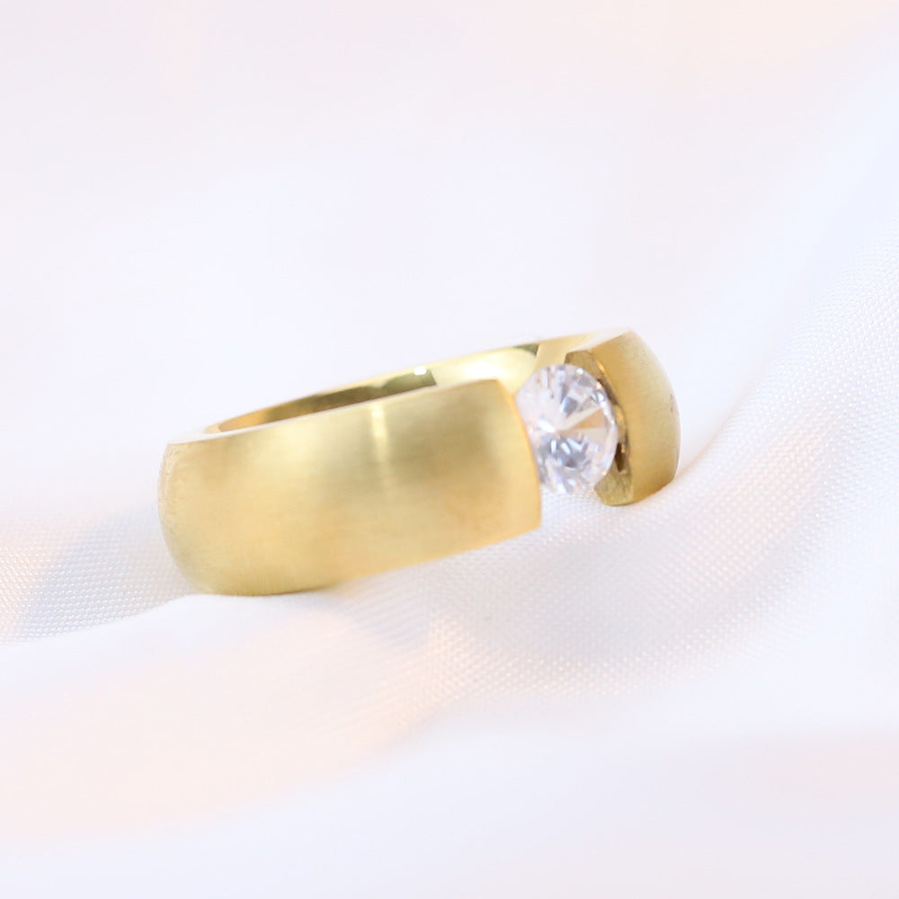 Damen Ring mit modernem, minimalistischem Design und funkelndem Kristallelement Shop Nory