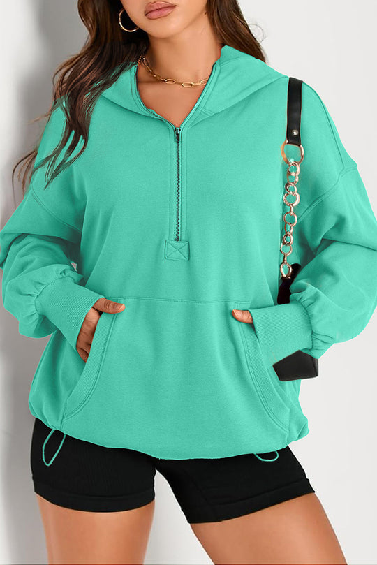Damen Oversize-Halbzip-Hoodie mit Tunnelzug und Kängurutasche Shop Nory