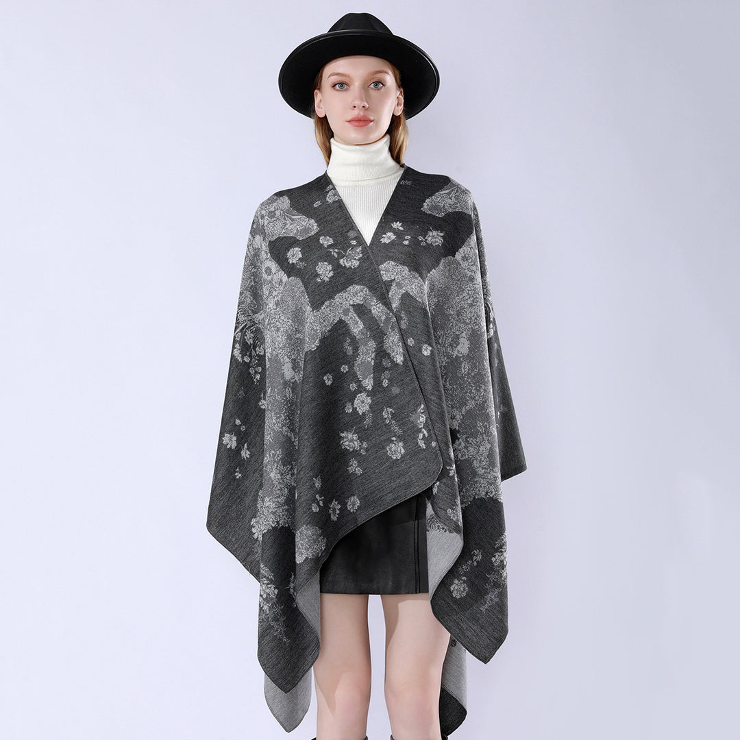 Damen Oversize-Wickelponcho im Kimono-Fall mit feinem Jacquardgewebe Shop Nory