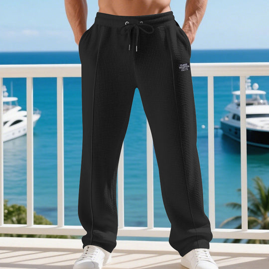 Herren Leichte Waffelstruktur-Loungehose mit elastischem Bund und Eingrifftaschen Shop Nory