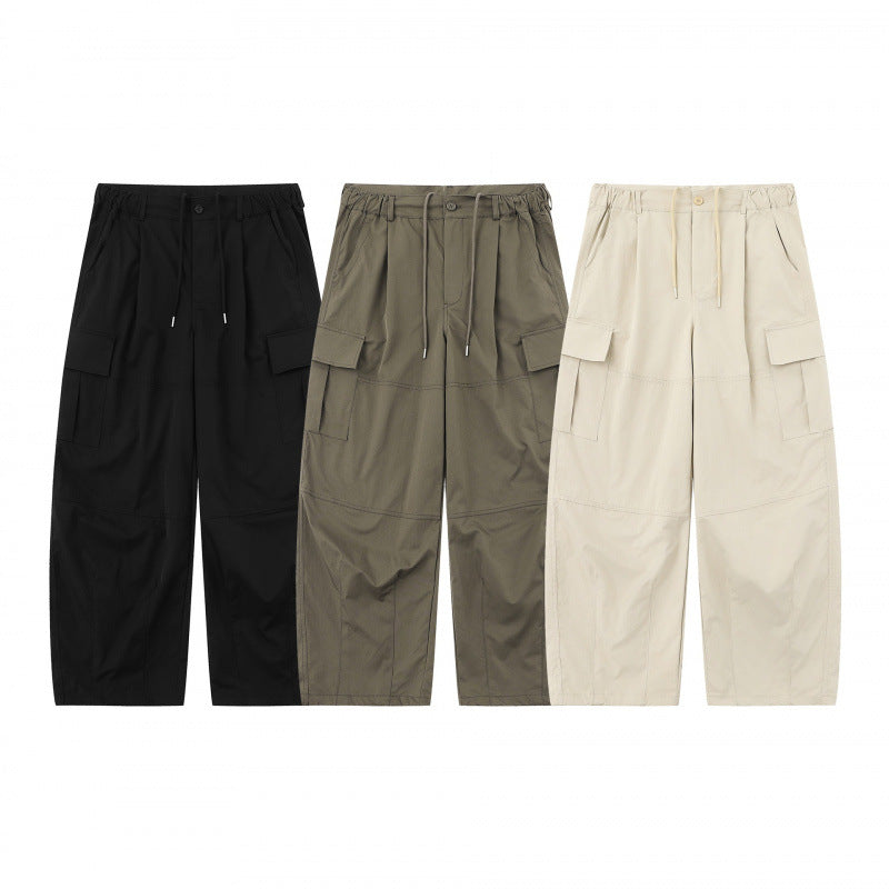 Herren Locker geschnittene Cargo-Hose mit hohem Bund, Kordelzug und aufgesetzten Klappentaschen Shop Nory