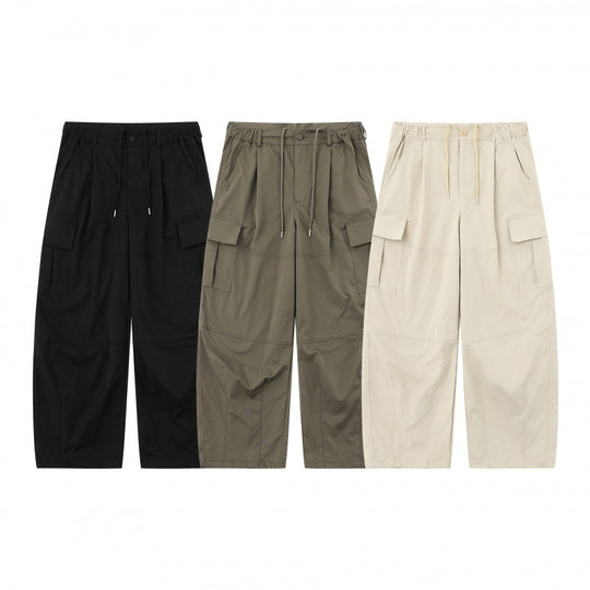 Herren Locker geschnittene Cargo-Hose mit hohem Bund, Kordelzug und aufgesetzten Klappentaschen Shop Nory