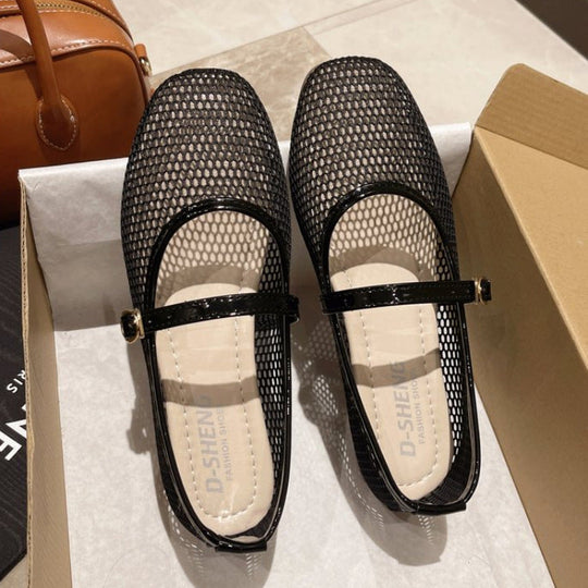 Damen atmungsaktive Ballerinas mit verstellbarem Riemen