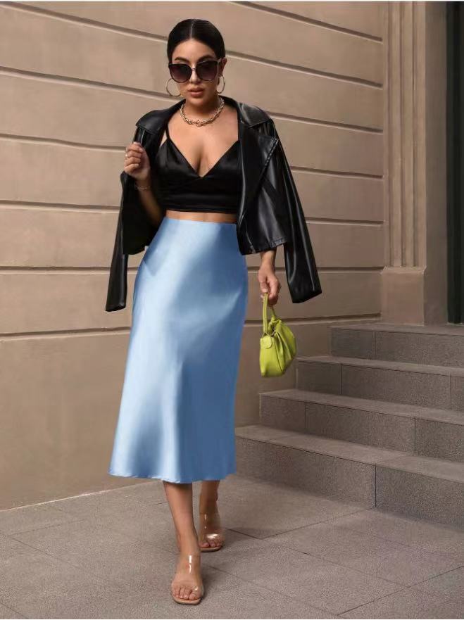 Damen Satin Rock mit schwingendem Saum und elegantem Schnitt