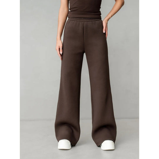 Damen nan fließende Palazzo-Loungehose mit extra weitem Bein elastischem Komfortbund und dezenten Eingrifftaschen Shop Nory