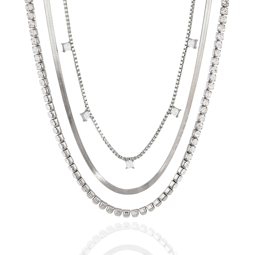 Damen Halskette mit funkelnden Zirkonia und hochwertiger Edelstahlverarbeitung Shop Nory