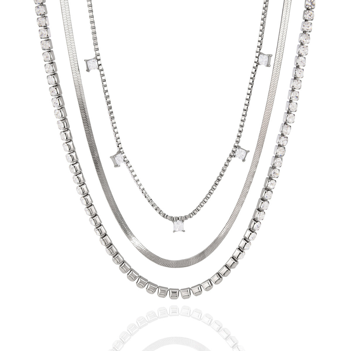 Damen Halskette mit funkelnden Zirkonia und hochwertiger Edelstahlverarbeitung Shop Nory