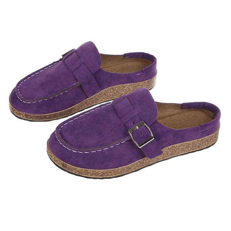 Damen Mokassin-Loafer aus Veloursleder mit Kork-Laufsohle und Zierschnalle Shop Nory