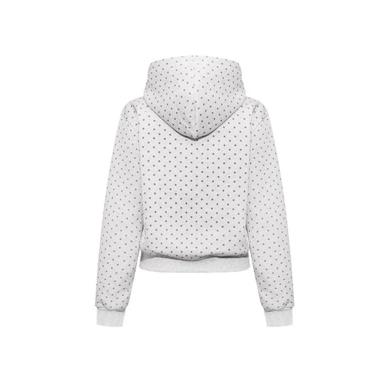 Damen Kapuzenpullover mit Polka-Dot, College-Print und geripptem Saum Shop Nory