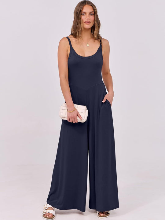 Damen eleganter Jumpsuit mit weitem Bein und komfortablem Schnitt