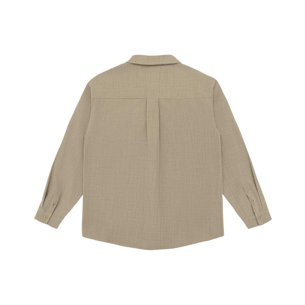 Unisex Leichte Hemdjacke im Overshirt-Stil aus Leinen-Baumwollmix mit Brusttasche und gerundetem Saum Shop Nory