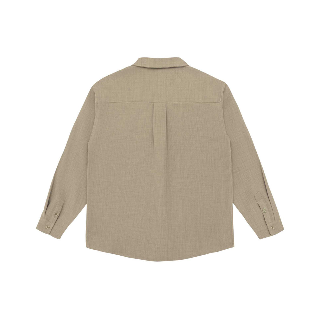 Unisex Leichte Hemdjacke im Overshirt-Stil aus Leinen-Baumwollmix mit Brusttasche und gerundetem Saum Shop Nory