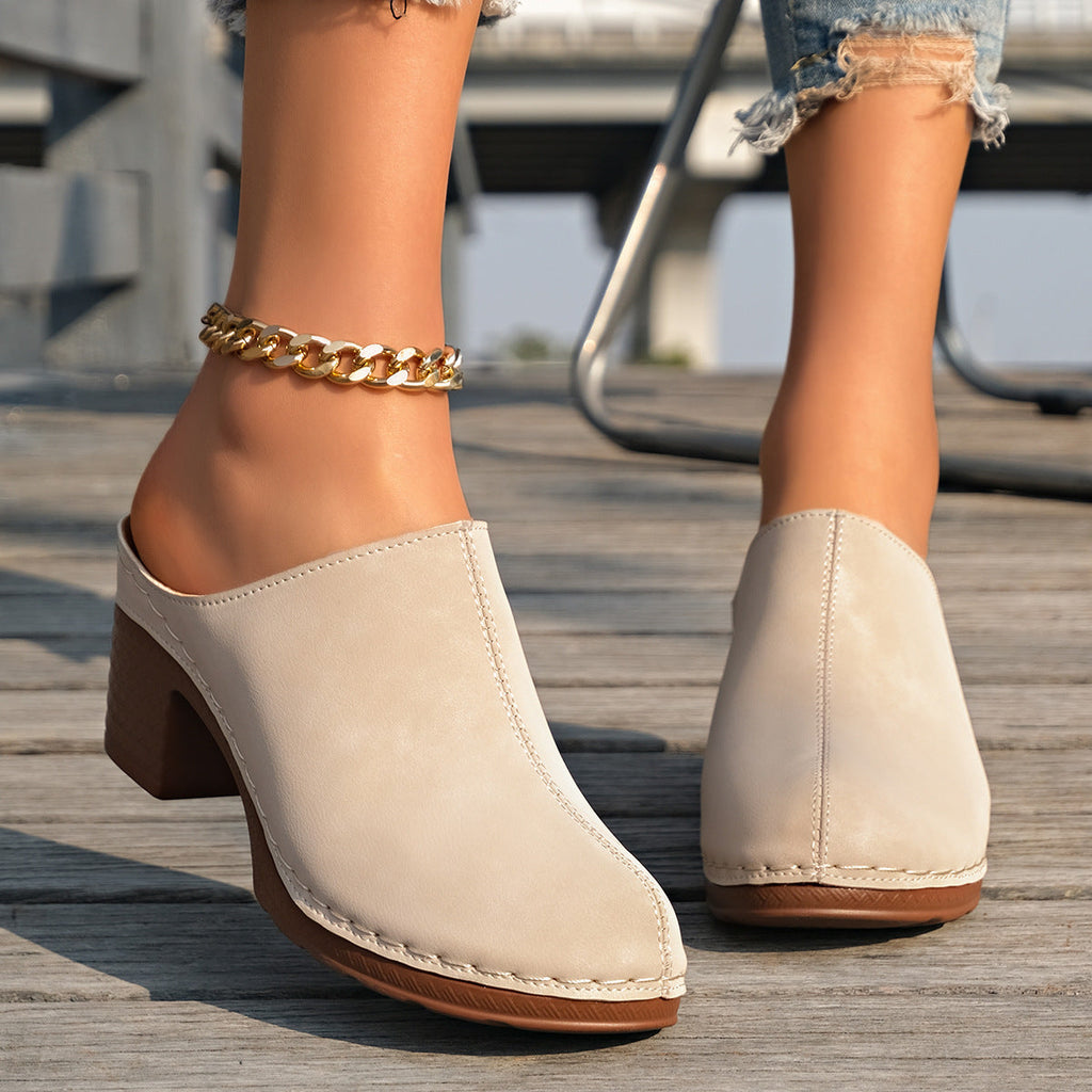 Damen Casual Clogs mit komfortablem Absatz und edlem Wildleder