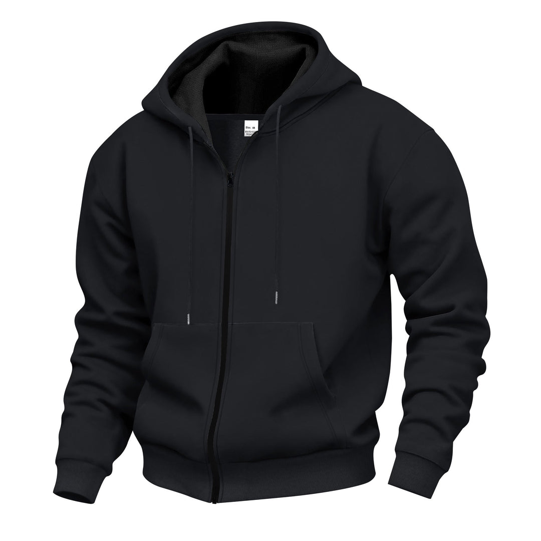 Herren Premium Kapuzenjacke mit durchgehendem Reißverschluss und weichem Fleece-Futter