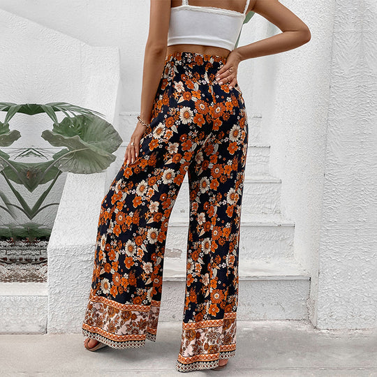 Damen Hochtaillierte weite Palazzohose mit floralem Alloverprint und Eingrifftaschen Shop Nory