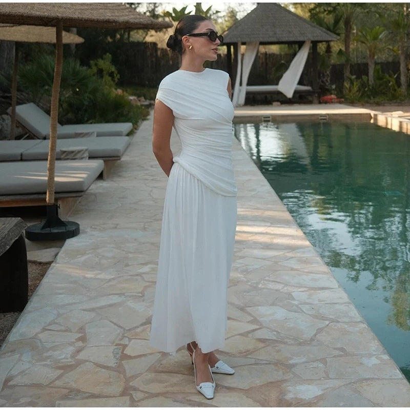 Damen Maxikleid mit innovativem Wickeldesign und eleganter Drapierung