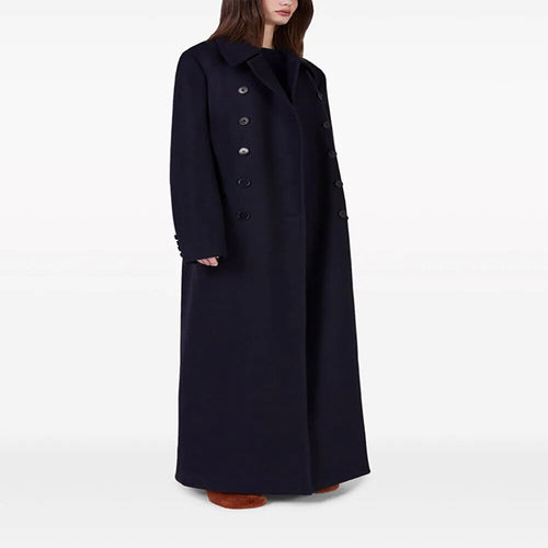 Damen Maximal langer doppelreihiger Wollmantel mit weitem Oversize-Schnitt Shop Nory